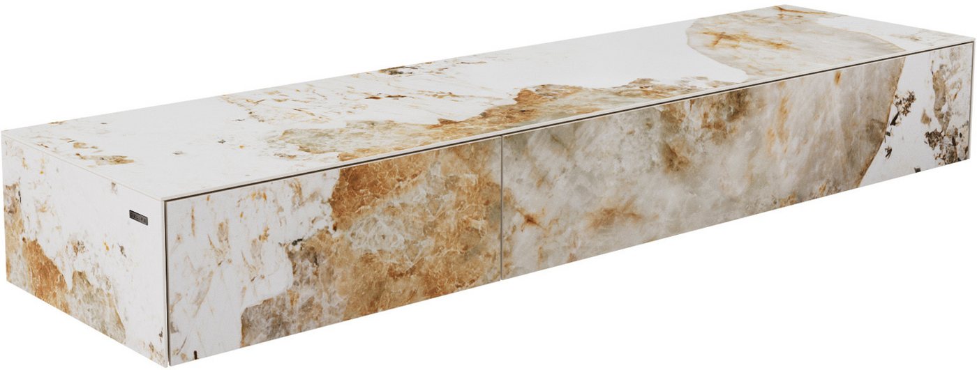 DELIFE Lowboard Cuor, Keramik Minas Melange Weiß-Beige 150 cm 1 Klappe 1 Schubfach Schwebend von DELIFE
