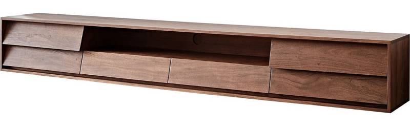 DELIFE Lowboard Eloi, Akazie Braun 240x35 cm 2 Türen 2 Schubladen schwebend von DELIFE