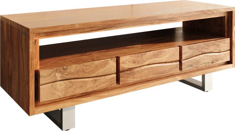 DELIFE Lowboard Live-Edge, Akazie Natur 146 cm 1 Fach 3 Schübe Baumkante Lowboard von DELIFE