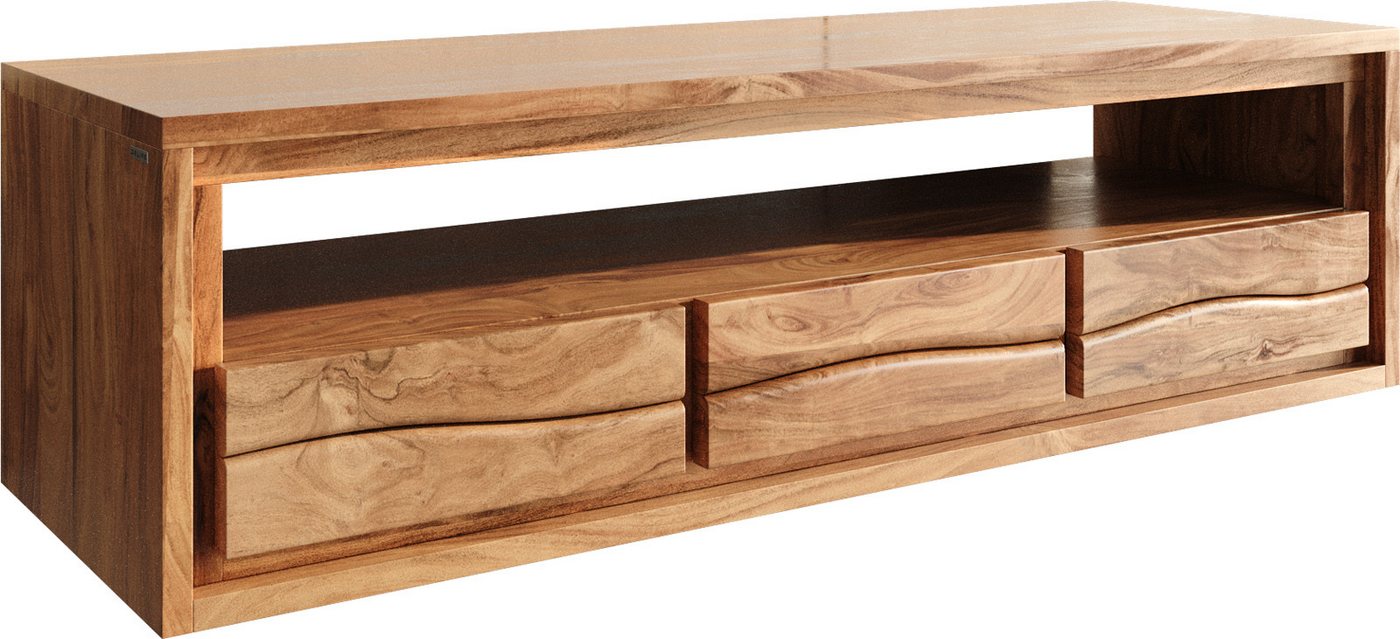 DELIFE Lowboard Live-Edge, Akazie Natur 146 cm 3 Schübe 1 Fach schwebend Lowboard von DELIFE