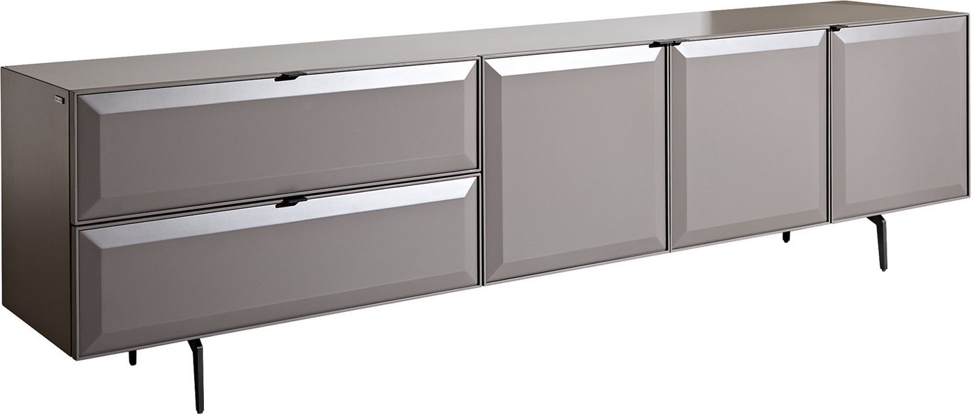 DELIFE Lowboard Marellia, 220 cm Grau 3 Türen 2 Schubfächer Winkelfuß Metall Schwarz DELIFE Lowboard Marellia, 220 cm Grau 3 Türen 2 Schubfächer Winkelfuß Metall Schwarz von DELIFE