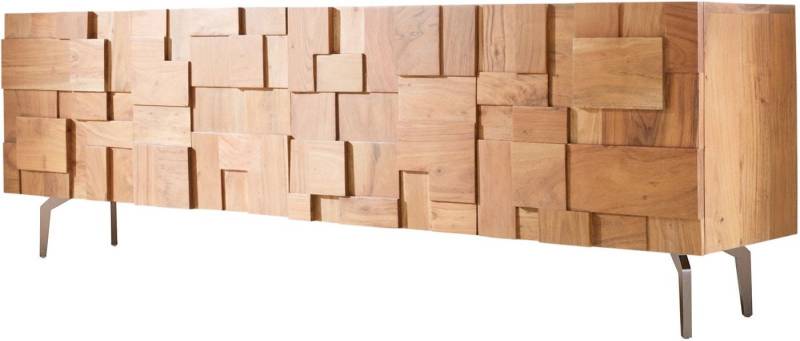 DELIFE Lowboard Puzzle, Akazie Natur 175 cm 4 Türen Winkelfuß Edelstahl Lowboard DELIFE Lowboard Puzzle, Akazie Natur 175 cm 4 Türen Winkelfuß Edelstahl Lowboard von DELIFE