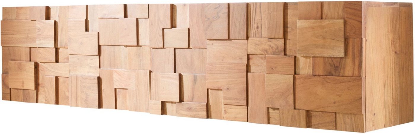 DELIFE Lowboard Puzzle, Akazie Natur 175 cm 4 Türen schwebend Lowboard von DELIFE