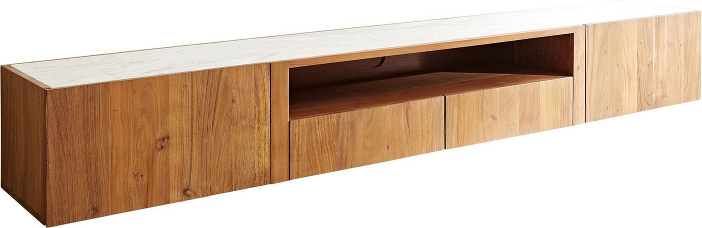 DELIFE Lowboard Secara, 220 cm Akazie Natur 2 Türen 2 Schübe Marmor schwebend DELIFE Lowboard Secara, 220 cm Akazie Natur 2 Türen 2 Schübe Marmor schwebend von DELIFE
