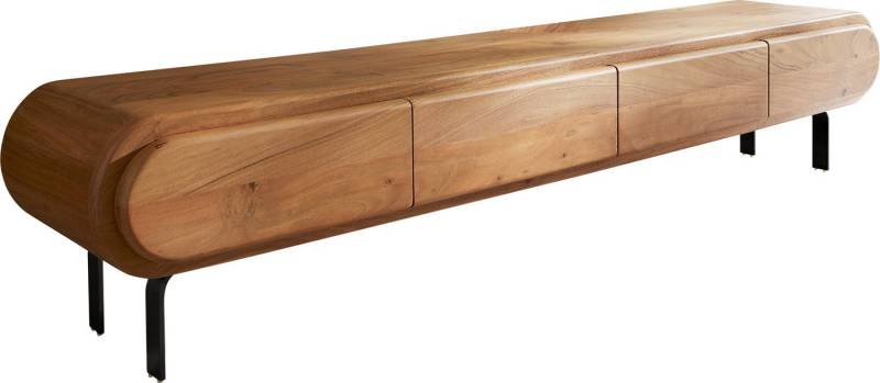 DELIFE Lowboard Sohara, Akazie Natur 175 cm 4 Türen L-Fuß schwarz Lowboard von DELIFE