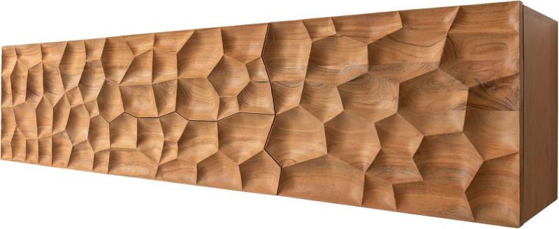 DELIFE Lowboard Solu, Akazie Natur 175 cm 2 Türen 2 Schübe schwebend Lowboard 3D-Front von DELIFE