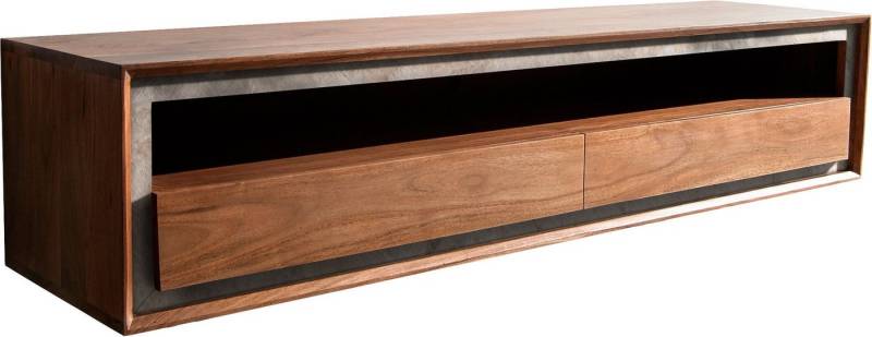 DELIFE Lowboard Stonegrace, Akazie Braun Steinfurnier 145 cm 2 Schubladen 1 Fach Schwebend von DELIFE