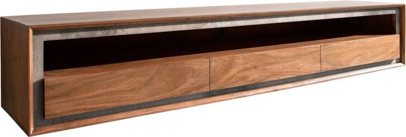 DELIFE Lowboard Stonegrace, Akazie Braun Steinfurnier 175 cm 3 Schubladen 1 Fach Schwebend von DELIFE
