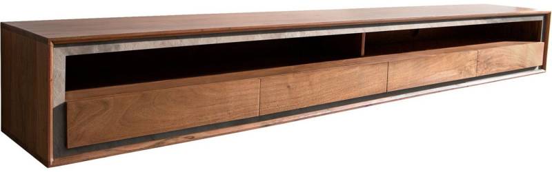 DELIFE Lowboard Stonegrace, Akazie Braun Steinfurnier 240 cm 4 Schubladen 1 Fach Schwebend von DELIFE