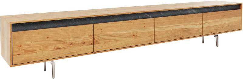 DELIFE Lowboard Stonegrace, Eiche Natur 240 cm 4 Türen Fuß Oval Edelstahl Lowboard von DELIFE