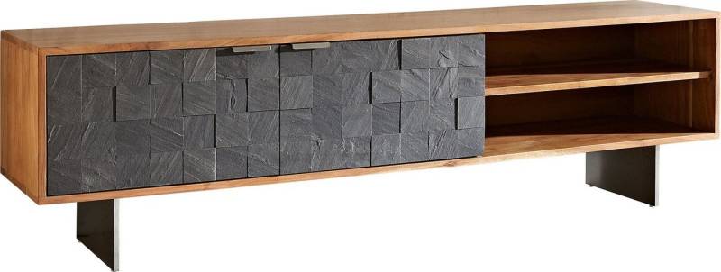 DELIFE Lowboard Teele, Akazie Natur Schiefer 160 cm 2 Türen Fuß schwebend Edelstahl DELIFE Lowboard Teele, Akazie Natur Schiefer 160 cm 2 Türen Fuß schwebend Edelstahl von DELIFE