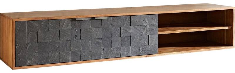 DELIFE Lowboard Teele, Akazie Natur Schiefer 160 cm 2 Türen Lowboard schwebend von DELIFE