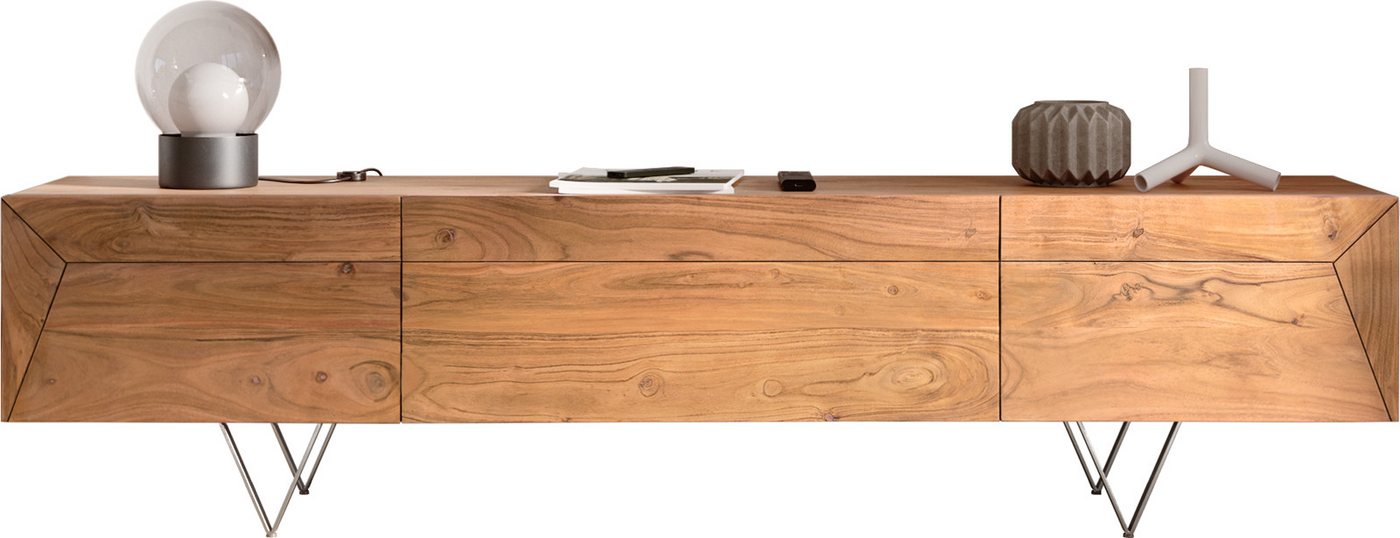 DELIFE Lowboard Wyatt, Akazie Natur 175 cm 1 Klappe 2 Türen Designer Lowboard von DELIFE