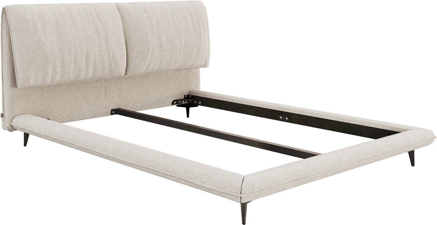 DELIFE Polsterbett Cusino, Bouclé Creme-Weiß 140x200 cm von DELIFE