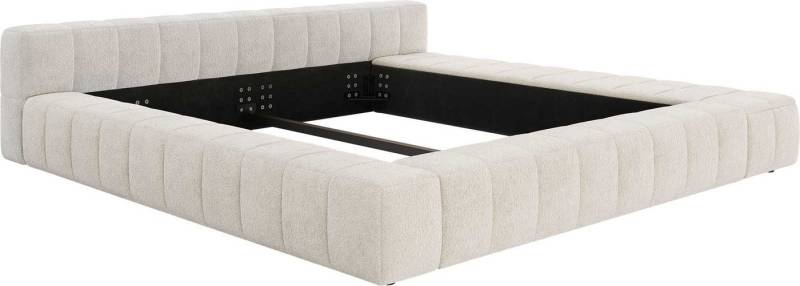 DELIFE Polsterbett Espazio, Bouclé Creme-Weiß 180x200 cm mit Stauraum von DELIFE