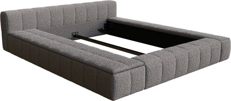 DELIFE Polsterbett Espazio, Bouclé Silbergrau 140x200 cm mit Stauraum von DELIFE