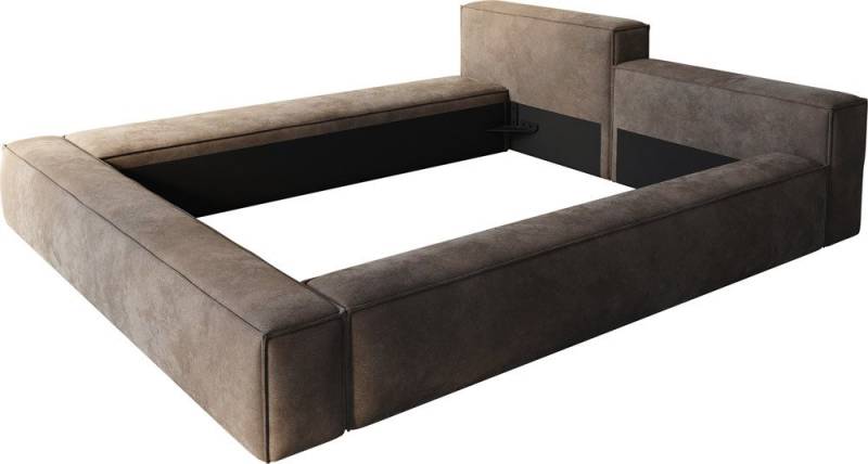 DELIFE Polsterbett Kalinea, Mikrofaser Taupe Vintage 140x200 cm von DELIFE