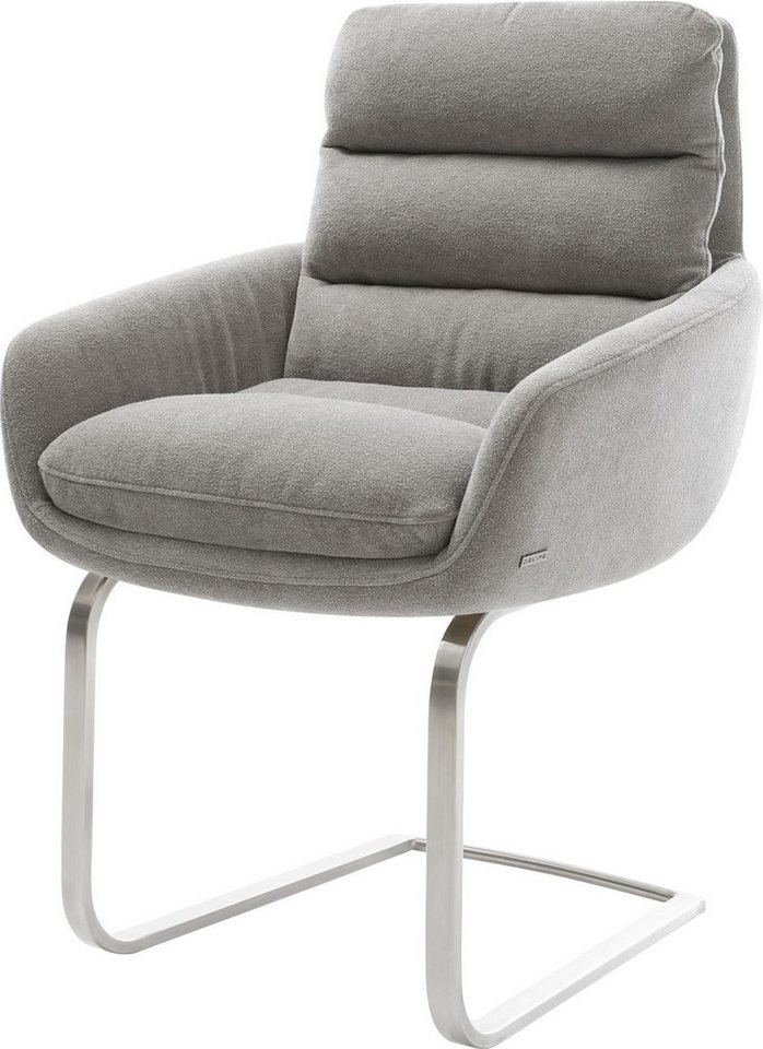 DELIFE Polsterstuhl Abelia-Flex, mit Armlehnen Freischwinger flach Edelstahl Strukturstoff Soft Grau DELIFE Polsterstuhl Abelia-Flex, mit Armlehnen Freischwinger flach Edelstahl Strukturstoff Soft Grau von DELIFE