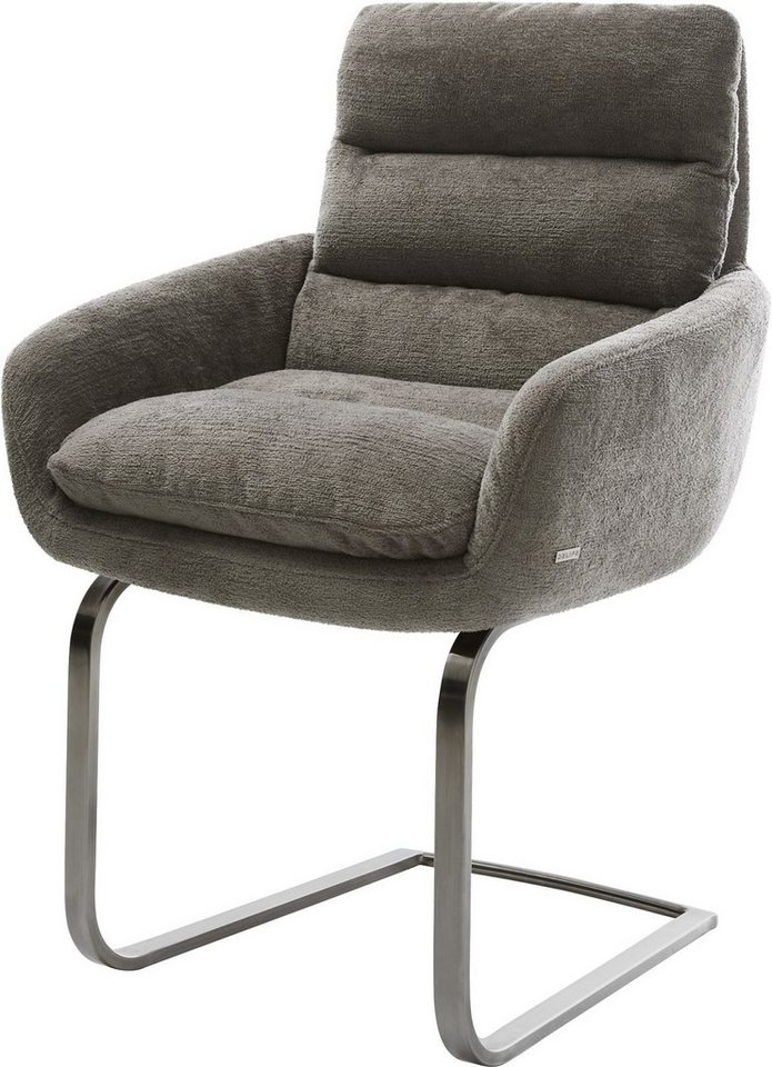 DELIFE Polsterstuhl Abelia-Flex, mit Armlehnen Freischwinger flach Graphit Bouclé Soft Schlamm DELIFE Polsterstuhl Abelia-Flex, mit Armlehnen Freischwinger flach Graphit Bouclé Soft Schlamm von DELIFE