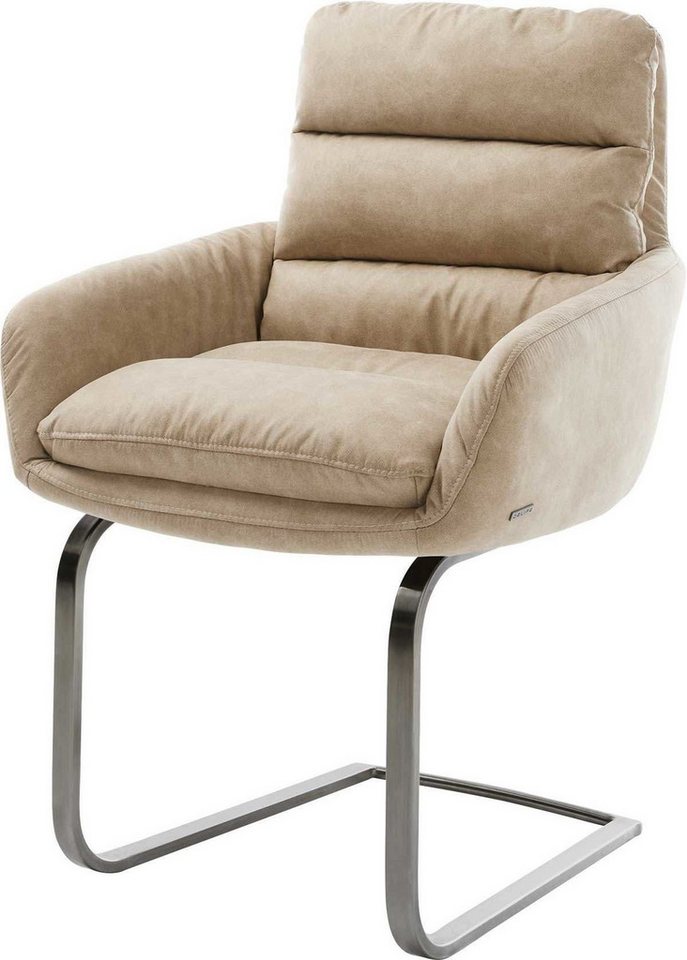 DELIFE Polsterstuhl Abelia-Flex, mit Armlehnen Freischwinger flach Graphit Mikrofaser Beige Vintage DELIFE Polsterstuhl Abelia-Flex, mit Armlehnen Freischwinger flach Graphit Mikrofaser Beige Vintage von DELIFE