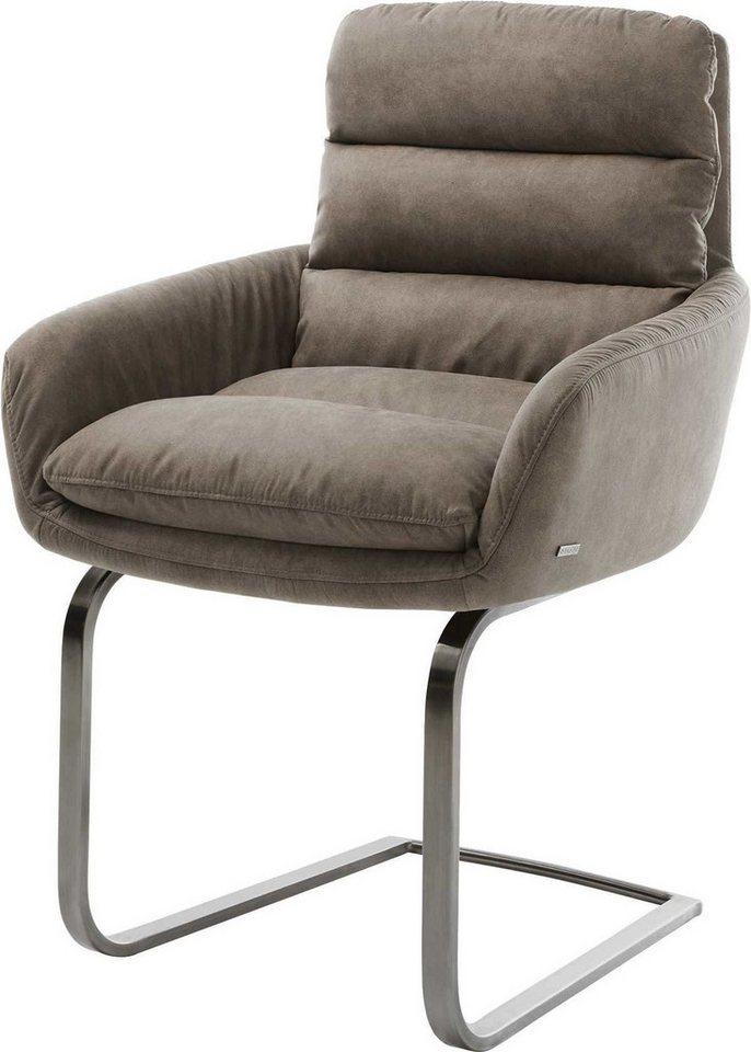 DELIFE Polsterstuhl Abelia-Flex, mit Armlehnen Freischwinger flach Graphit Mikrofaser Taupe Vintage DELIFE Polsterstuhl Abelia-Flex, mit Armlehnen Freischwinger flach Graphit Mikrofaser Taupe Vintage von DELIFE
