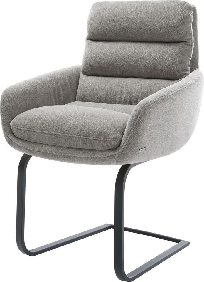 DELIFE Polsterstuhl Abelia-Flex, mit Armlehnen Freischwinger flach Schwarz Strukturstoff Soft Grau DELIFE Polsterstuhl Abelia-Flex, mit Armlehnen Freischwinger flach Schwarz Strukturstoff Soft Grau von DELIFE