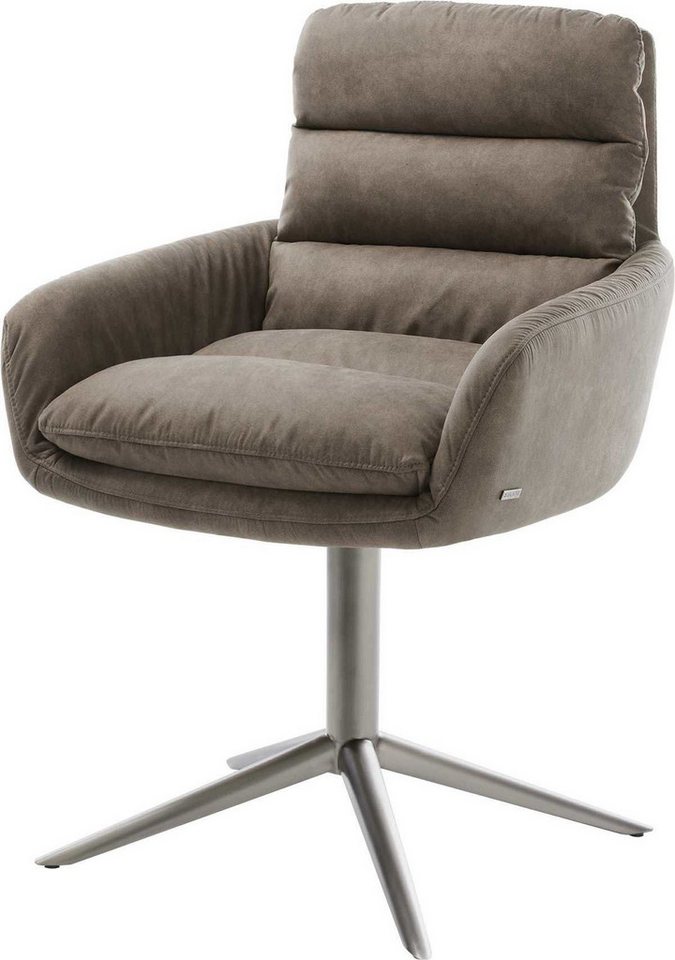 DELIFE Polsterstuhl Abelia-Flex, mit Armlehnen Fußkreuz Graphit Mikrofaser Taupe Vintage 360° drehbar W von DELIFE