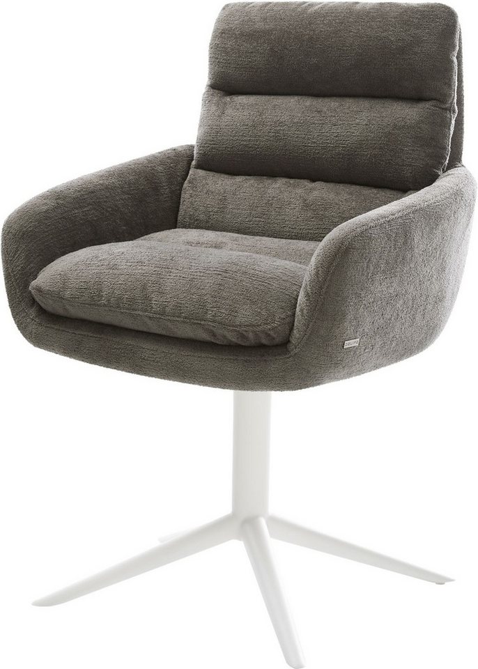 DELIFE Polsterstuhl Abelia-Flex, mit Armlehnen Fußkreuz Weiß Bouclé Soft Schlamm 360° drehbar Wippfunkt DELIFE Polsterstuhl Abelia-Flex, mit Armlehnen Fußkreuz Weiß Bouclé Soft Schlamm 360° drehbar Wippfunkt von DELIFE
