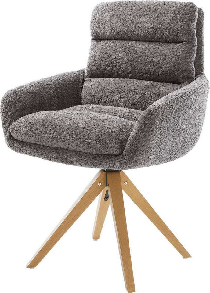 DELIFE Polsterstuhl Abelia-Flex, mit Armlehnen Holzgestell kantig Natur Bouclé Grau DELIFE Polsterstuhl Abelia-Flex, mit Armlehnen Holzgestell kantig Natur Bouclé Grau von DELIFE