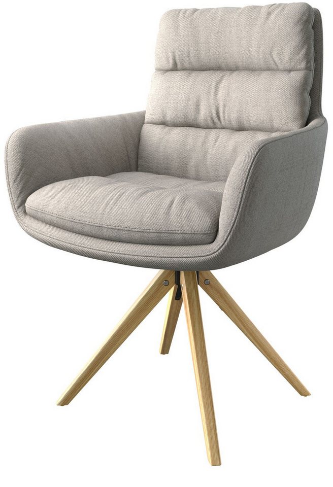 DELIFE Polsterstuhl Abelia-Flex, mit Armlehnen Holzgestell kantig Stripes Hellgrau 180° von DELIFE