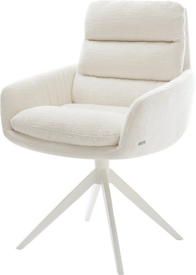 DELIFE Polsterstuhl Abelia-Flex, mit Armlehnen Kreuzgestell breit Weiß Bouclé Soft Beige 360° drehbar W DELIFE Polsterstuhl Abelia-Flex, mit Armlehnen Kreuzgestell breit Weiß Bouclé Soft Beige 360° drehbar W von DELIFE