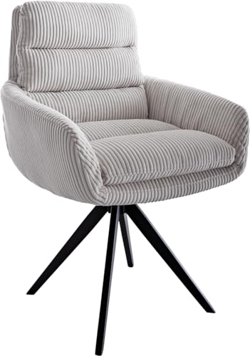Polsterstuhl Abelia-Flex mit Armlehnen Kreuzgestell kantig Schwarz Cord Silbergrau von DELIFE