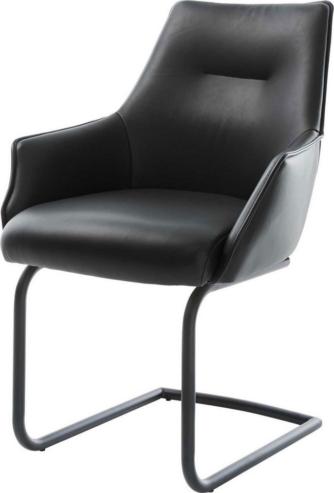 DELIFE Polsterstuhl Alja-Flex, mit Armlehnen Freischwinger rund Schwarz Echt-Leder Schwarz Taschenfed DELIFE Polsterstuhl Alja-Flex, mit Armlehnen Freischwinger rund Schwarz Echt-Leder Schwarz Taschenfed von DELIFE