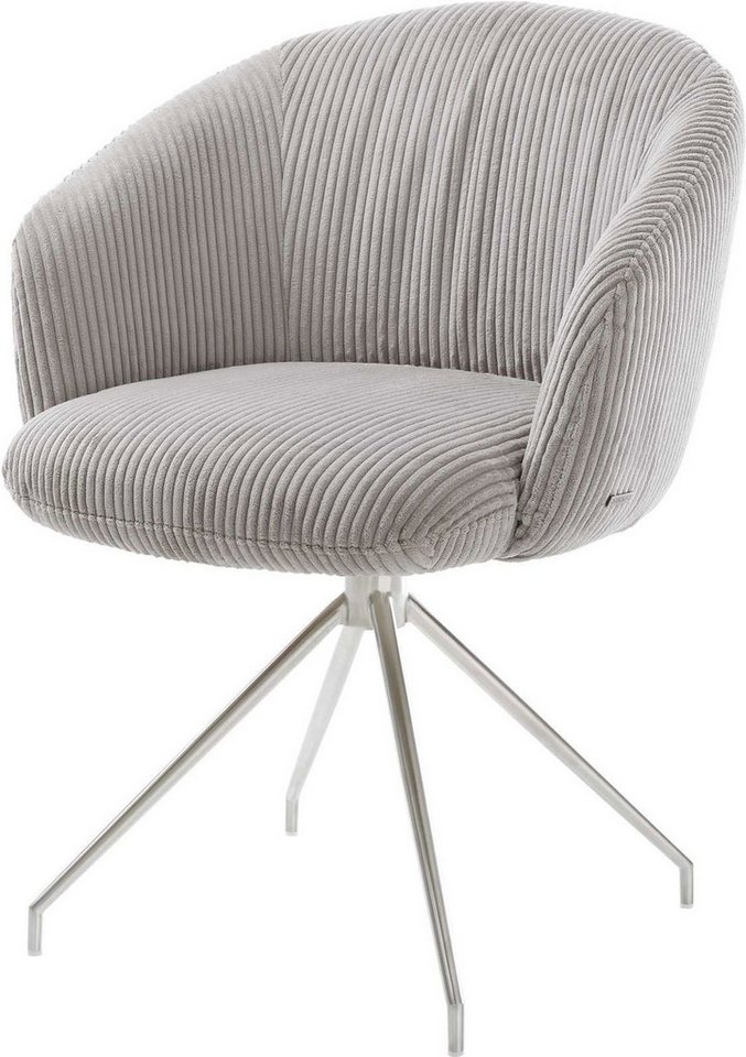 DELIFE Polsterstuhl Caja-Flex, mit Armlehnen Kreuzgestell konisch Edelstahl Cord Silbergrau 180° dreh DELIFE Polsterstuhl Caja-Flex, mit Armlehnen Kreuzgestell konisch Edelstahl Cord Silbergrau 180° dreh von DELIFE