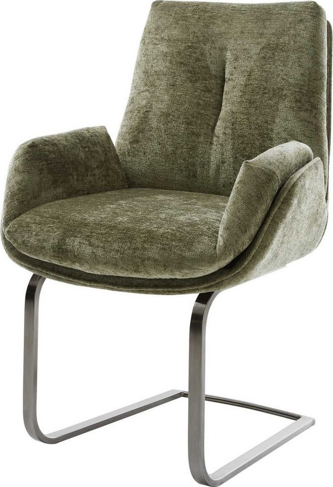 DELIFE Polsterstuhl Clea-Flex, Freischwinger flach Graphit Chenille Olive DELIFE Polsterstuhl Clea-Flex, Freischwinger flach Graphit Chenille Olive von DELIFE