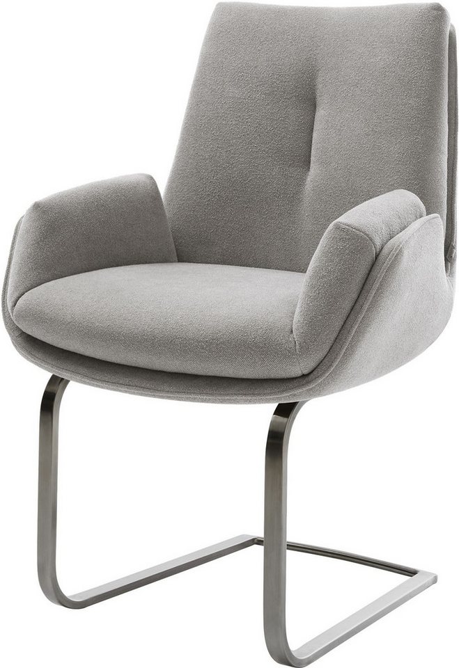 DELIFE Polsterstuhl Clea-Flex, Freischwinger flach Graphit Strukturstoff Soft Grau von DELIFE