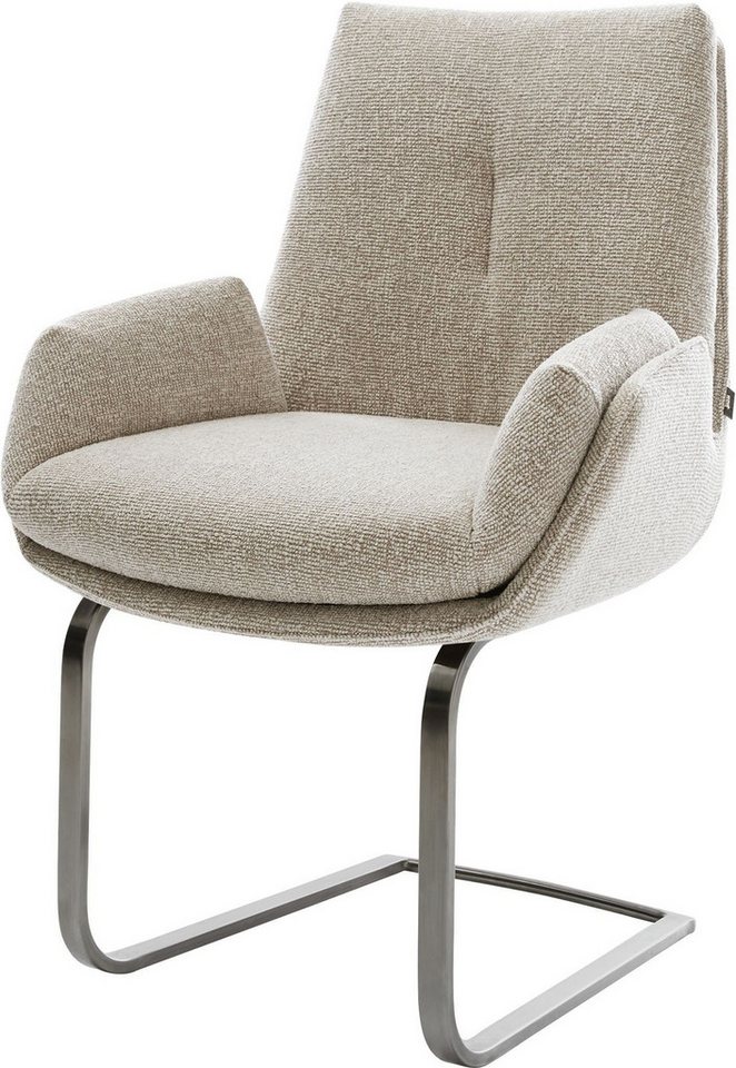 DELIFE Polsterstuhl Clea-Flex, Freischwinger flach Graphit Webstoff Soft Beige von DELIFE