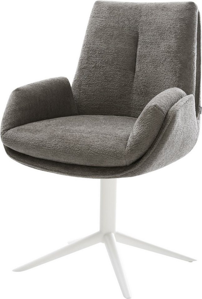 DELIFE Polsterstuhl Clea-Flex, Fußkreuz Weiß Bouclé Soft Schlamm 360° drehbar Wippfunktion DELIFE Polsterstuhl Clea-Flex, Fußkreuz Weiß Bouclé Soft Schlamm 360° drehbar Wippfunktion von DELIFE