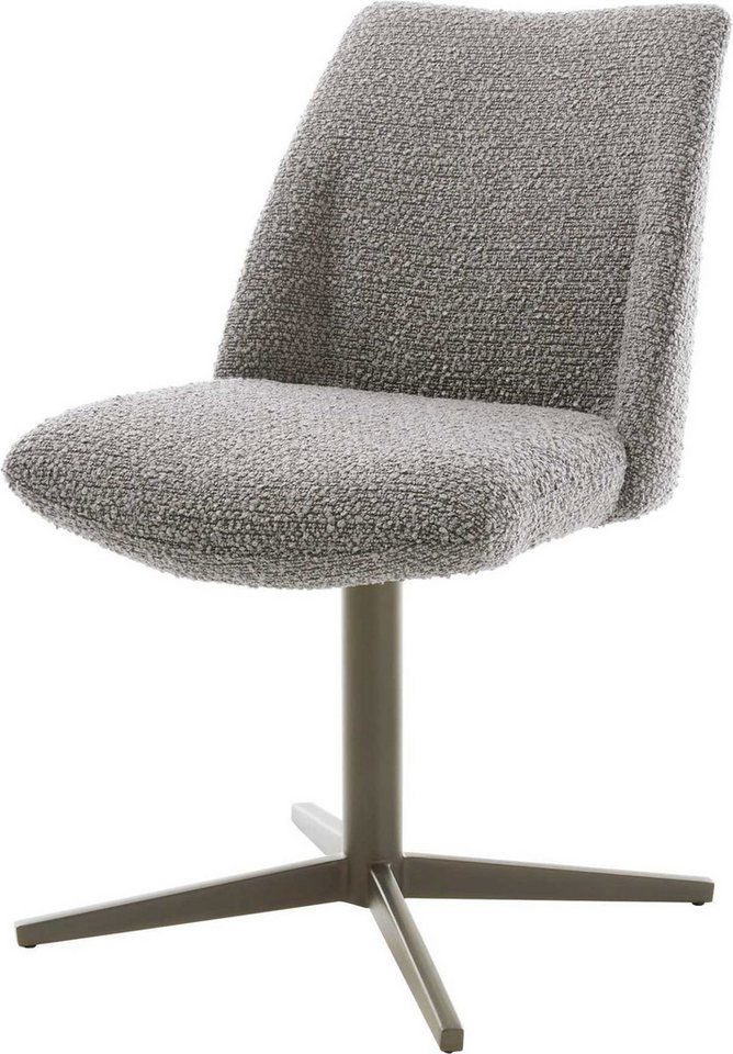 DELIFE Polsterstuhl Elso-Flex, Fußkreuz Effektfinish Titan Bouclé Silbergrau 360° drehbar Taschenfede von DELIFE