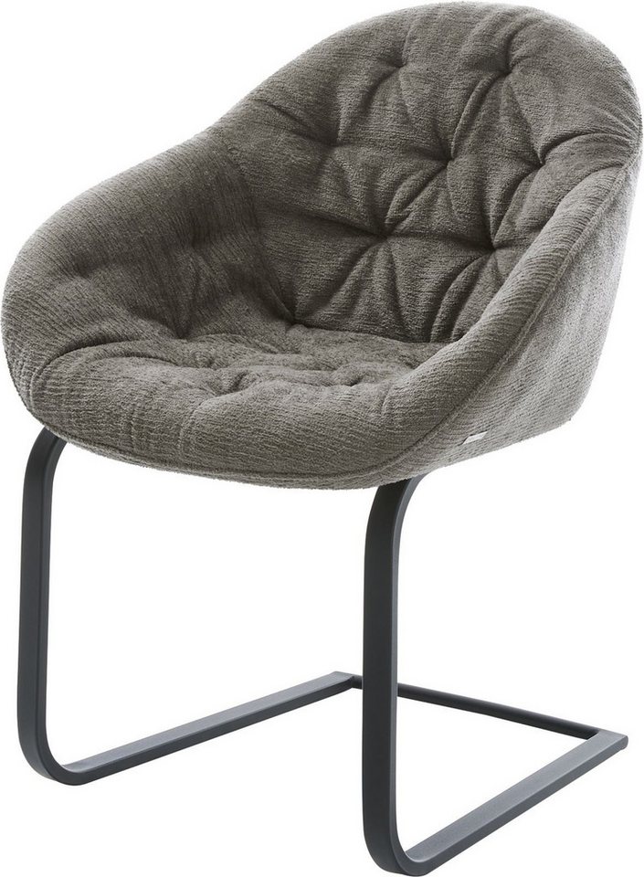 DELIFE Polsterstuhl Gaio-Flex, Freischwinger flach Schwarz Bouclé Soft Schlamm DELIFE Polsterstuhl Gaio-Flex, Freischwinger flach Schwarz Bouclé Soft Schlamm von DELIFE