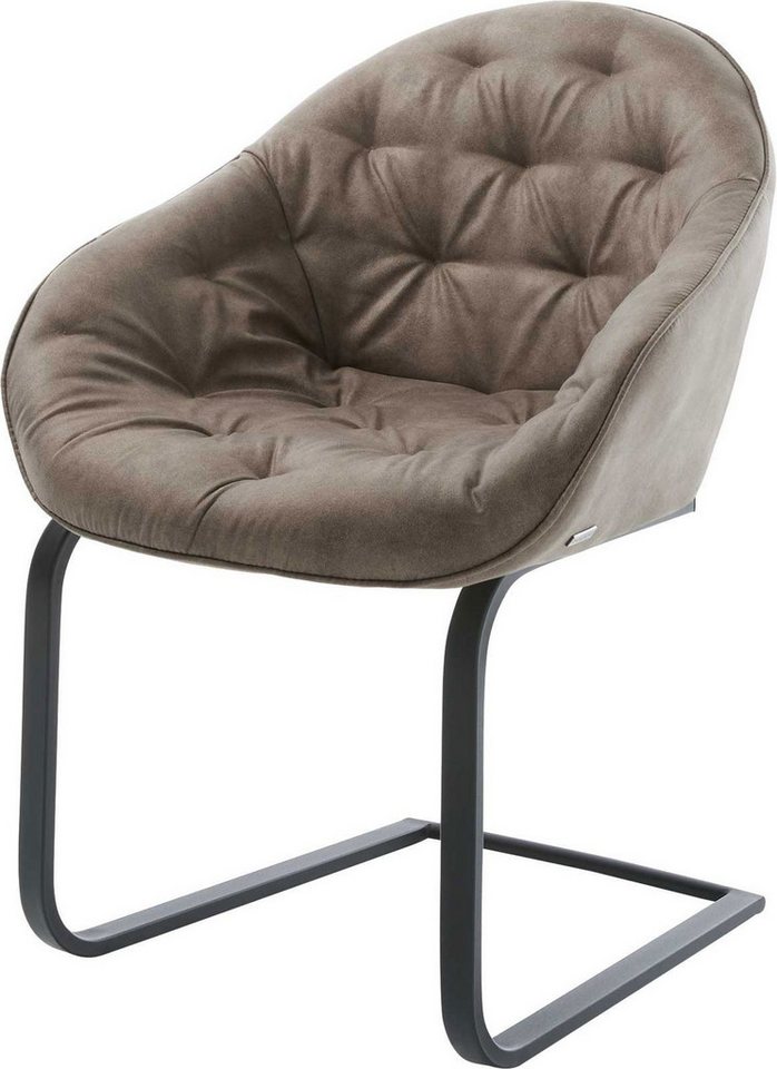 DELIFE Polsterstuhl Gaio-Flex, Freischwinger flach Schwarz Mikrofaser Taupe Vintage DELIFE Polsterstuhl Gaio-Flex, Freischwinger flach Schwarz Mikrofaser Taupe Vintage von DELIFE