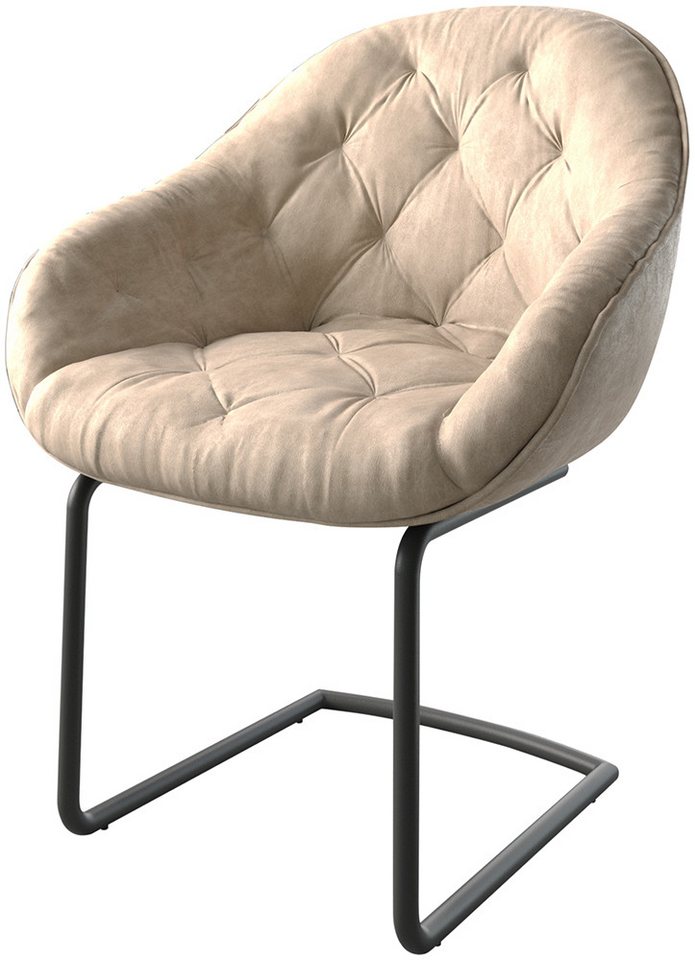 DELIFE Polsterstuhl Gaio-Flex, Freischwinger rund Schwarz Beige Vintage von DELIFE
