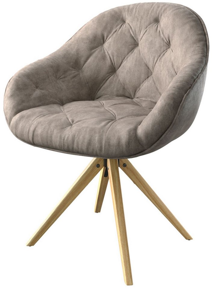 DELIFE Polsterstuhl Gaio-Flex, Holzgestell kantig Taupe Vintage 180° drehbar von DELIFE