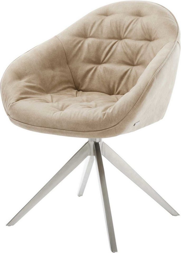 DELIFE Polsterstuhl Gaio-Flex, Kreuzgestell breit Edelstahl Mikrofaser Beige Vintage 360° drehbar Wip DELIFE Polsterstuhl Gaio-Flex, Kreuzgestell breit Edelstahl Mikrofaser Beige Vintage 360° drehbar Wip von DELIFE