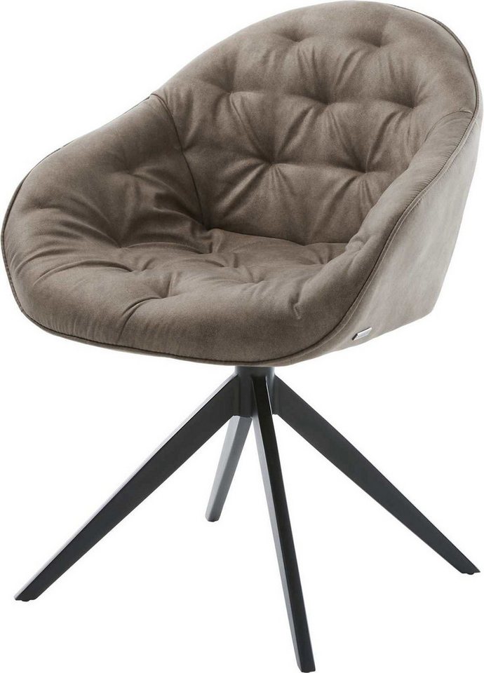 DELIFE Polsterstuhl Gaio-Flex, Kreuzgestell breit Schwarz Mikrofaser Taupe Vintage 360° drehbar Wippf von DELIFE
