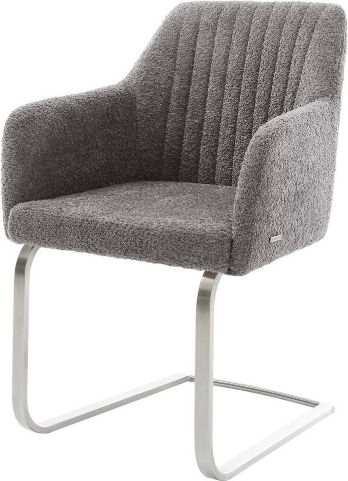 DELIFE Polsterstuhl Greg-Flex, Freischwinger flach Edelstahl Bouclé Grau Taschenfederkern DELIFE Polsterstuhl Greg-Flex, Freischwinger flach Edelstahl Bouclé Grau Taschenfederkern von DELIFE