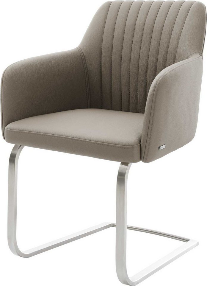DELIFE Polsterstuhl Greg-Flex, Freischwinger flach Edelstahl Echt-Leder Schlamm von DELIFE