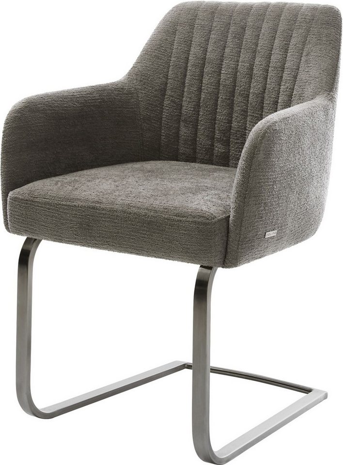 DELIFE Polsterstuhl Greg-Flex, Freischwinger flach Graphit Bouclé Soft Schlamm Taschenfederkern von DELIFE