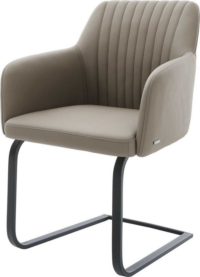 DELIFE Polsterstuhl Greg-Flex, Freischwinger flach Schwarz Echt-Leder Schlamm von DELIFE