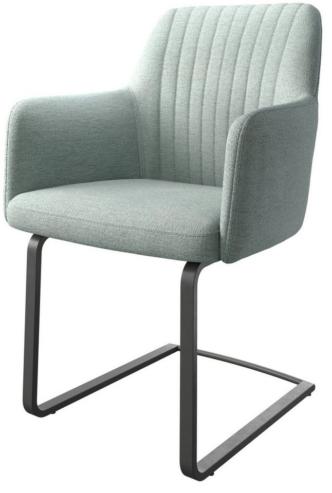 DELIFE Polsterstuhl Greg-Flex, Freischwinger flach Schwarz Stripes Mint von DELIFE